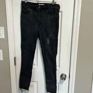 Madewell 10” High-rise skinny Black Jeans sz 28 raw hem
